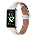Litchi Texture Magnetic Buckle Slim Leather Watch Band, For Samsung Galaxy Fit 3