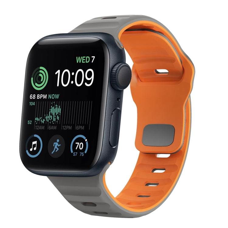 Wave Texture Reverse Buckle Silicone Watch Band, For Apple Watch Series 7 41mm, For Apple Watch Series 7 45mm, For Apple Watch SE 40mm, For Apple Watch SE 44mm