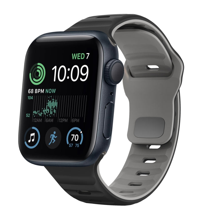 Wave Texture Reverse Buckle Silicone Watch Band, For Apple Watch Series 7 41mm, For Apple Watch Series 7 45mm, For Apple Watch SE 40mm, For Apple Watch SE 44mm