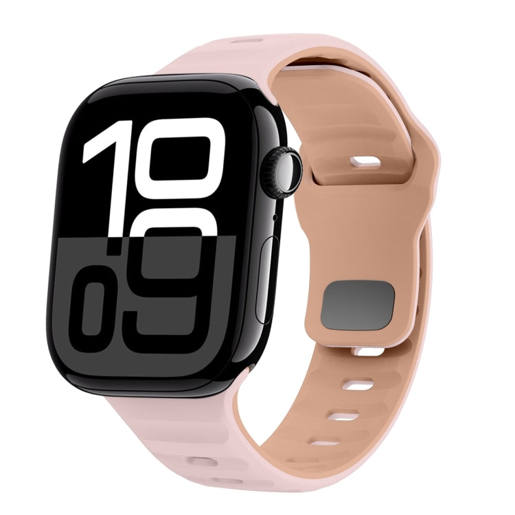 Wave Texture Reverse Buckle Silicone Watch Band, For Apple Watch Series 10 46mm, For Apple Watch Series 10 42mm, For Apple Watch SE 2023 44mm, For Apple Watch SE 2023 40mm
