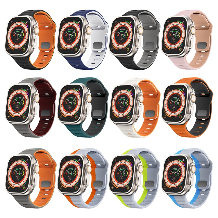 Wave Texture Reverse Buckle Silicone Watch Band, For Apple Watch Series 7 41mm, For Apple Watch Series 7 45mm, For Apple Watch SE 40mm, For Apple Watch SE 44mm