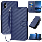 YX0070 Carbon Fiber Buckle Leather Phone Case with Lanyard, For iPhone 12 mini, For iPhone 11 Pro Max, For iPhone 11, For iPhone 11 Pro, For iPhone X / XS, For iPhone XR