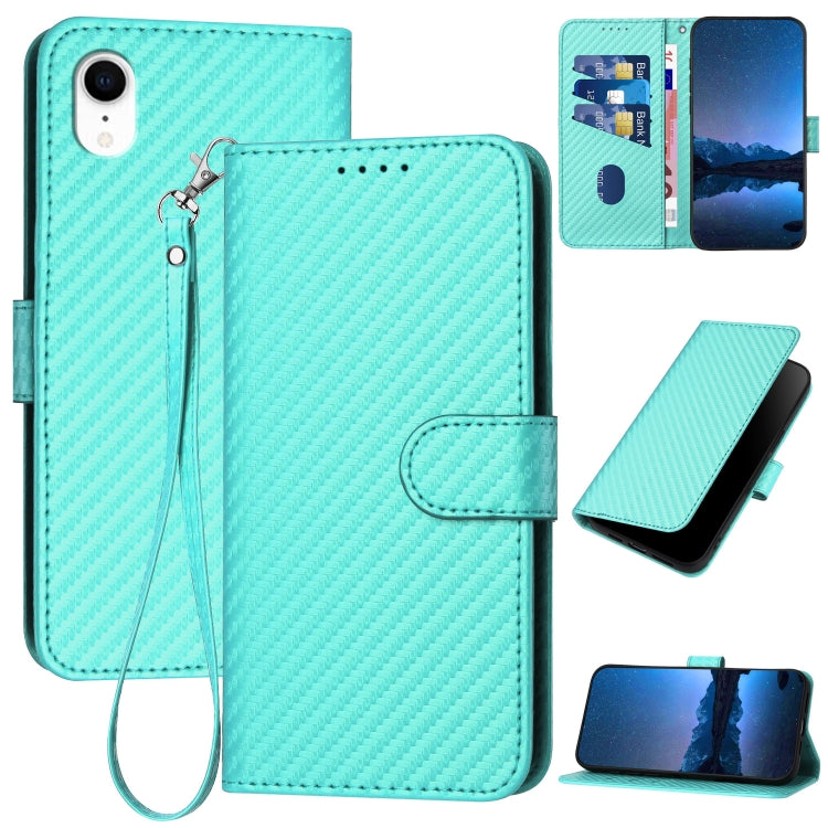 YX0070 Carbon Fiber Buckle Leather Phone Case with Lanyard, For iPhone 12 mini, For iPhone 11 Pro Max, For iPhone 11, For iPhone 11 Pro, For iPhone X / XS, For iPhone XR
