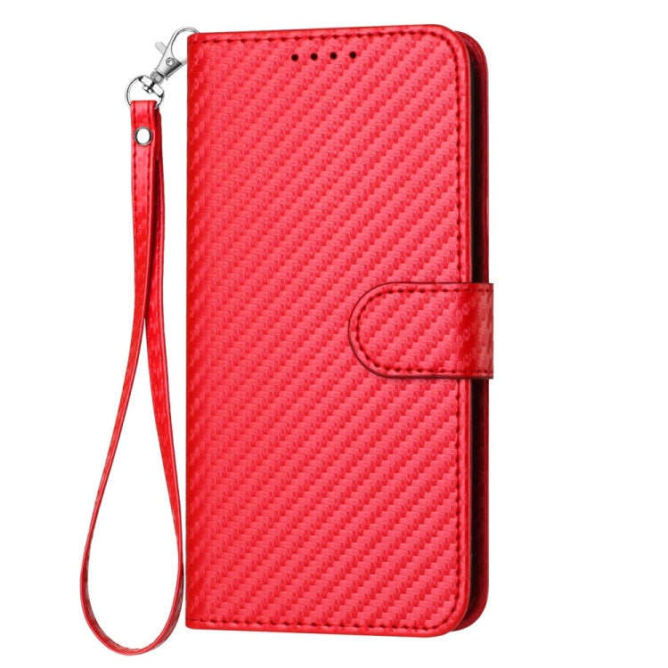 YX0070 Carbon Fiber Buckle Leather Phone Case with Lanyard, For iPhone 16 Pro, For iPhone 16 Plus, For iPhone 16, For iPhone 15 Pro Max, For iPhone 15 Pro, For iPhone 15 Plus