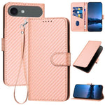 YX0070 Carbon Fiber Buckle Leather Phone Case with Lanyard, For iPhone 17e / 16e, For iPhone 17 Pro Max, For iPhone 17 Pro, For iPhone 17, For iPhone Air, For iPhone 16 Pro Max