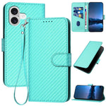 YX0070 Carbon Fiber Buckle Leather Phone Case with Lanyard, For iPhone 17e / 16e, For iPhone 17 Pro Max, For iPhone 17 Pro, For iPhone 17, For iPhone Air, For iPhone 16 Pro Max