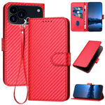 YX0070 Carbon Fiber Buckle Leather Phone Case with Lanyard, For iPhone 17e / 16e, For iPhone 17 Pro Max, For iPhone 17 Pro, For iPhone 17, For iPhone Air, For iPhone 16 Pro Max