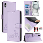 Cat Rat Embossed Pattern RFID Leather Phone Case with Lanyard, For iPhone XR, For iPhone XS Max, For iPhone 8 Plus / 7 Plus