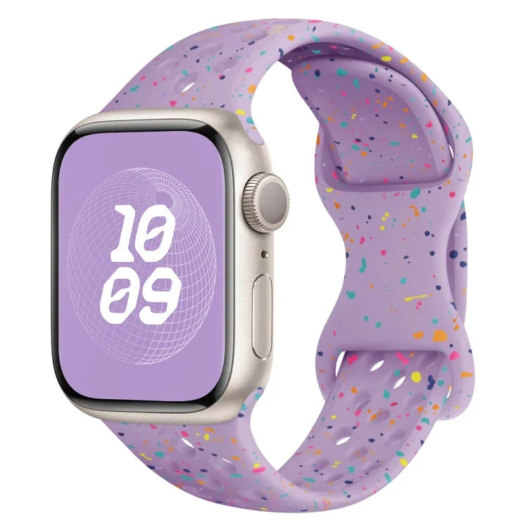 Hole Style Butterfly Buckle Camouflage Silicone Watch Band, For Apple Watch Series 7 41mm, For Apple Watch Series 7 45mm, For Apple Watch SE 40mm, For Apple Watch SE 44mm