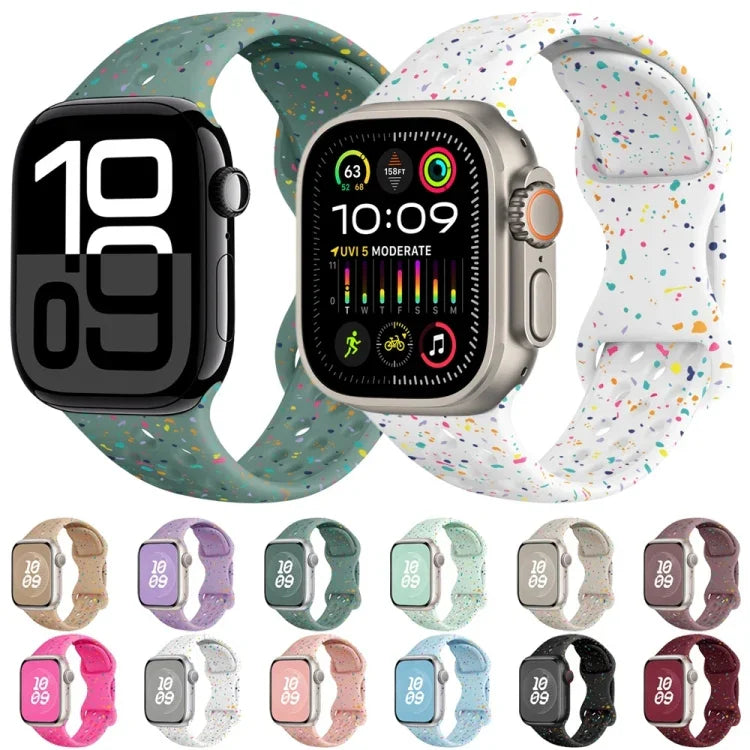 Hole Style Butterfly Buckle Camouflage Silicone Watch Band, For Apple Watch Series 6 40mm, For Apple Watch Series 6 44mm, For Apple Watch Series 5 44mm, For Apple Watch Series 5 40mm