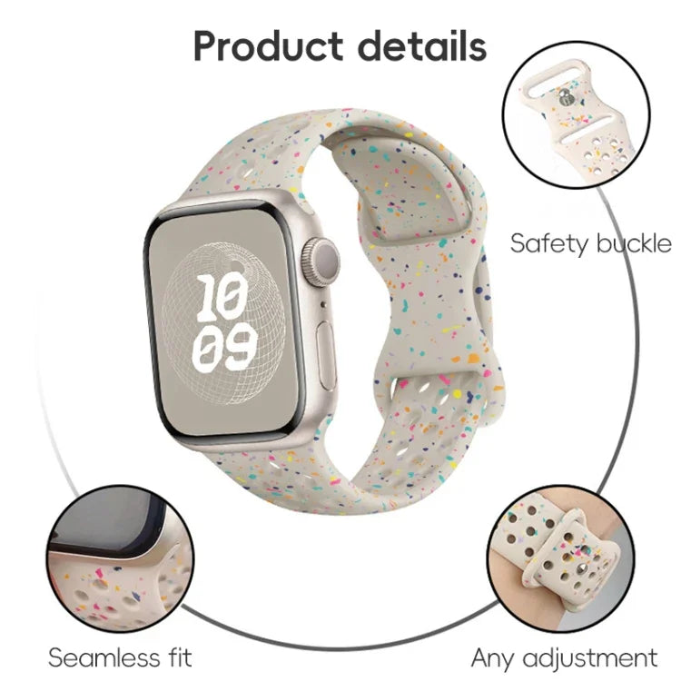 Hole Style Butterfly Buckle Camouflage Silicone Watch Band, For Apple Watch Series 6 40mm, For Apple Watch Series 6 44mm, For Apple Watch Series 5 44mm, For Apple Watch Series 5 40mm