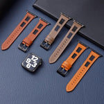 Mesh Calfskin Genuine Leather Watch Band, For Apple Watch Series 4 44mm, For Apple Watch Series 4 40mm, For Apple Watch Series 3 38mm, For Apple Watch Series 3 42mm, For Apple Watch Series 2 42mm, For Apple Watch Series 2 38mm
