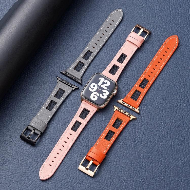 Mesh Calfskin Genuine Leather Watch Band, For Apple Watch SE 40mm, For Apple Watch SE 44mm, For Apple Watch Series 6 40mm, For Apple Watch Series 6 44mm, For Apple Watch Series 5 44mm, For Apple Watch Series 5 40mm