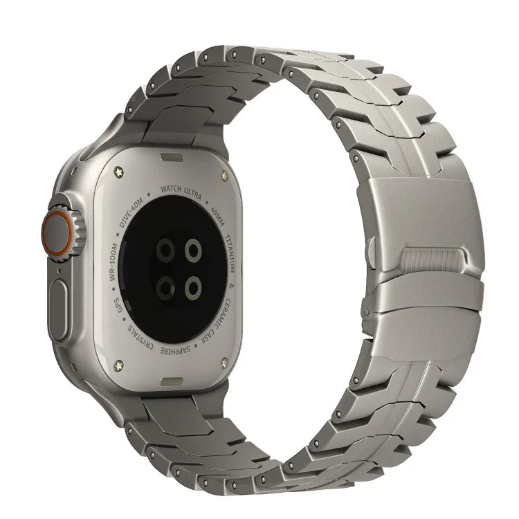 Double Lock Buckle Turtle Titanium Steel Watch Band, For Apple Watch SE 2023 44mm, For Apple Watch SE 2023 40mm, For Apple Watch Ultra 2 49mm, For Apple Watch Series 9 45mm, For Apple Watch Series 9 41mm, For Apple Watch Ultra 49mm                     ...