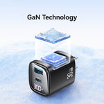 USAMS CC230 30W USB+USB-C / Type-C Dual Port GaN Digital Display Charger, Specifications: US Plug, CC230