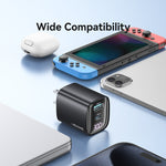 USAMS CC230 30W USB+USB-C / Type-C Dual Port GaN Digital Display Charger, Specifications: US Plug, CC230