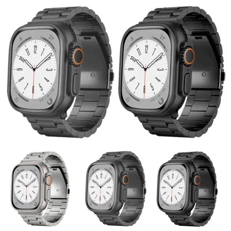 3-Bead Flat Buckle Titanium Alloy Watch Band, For Apple Watch Series 5 44mm, For Apple Watch Series 5 40mm, For Apple Watch Series 4 44mm, For Apple Watch Series 4 40mm, For Apple Watch Series 3 38mm, For Apple Watch Series 3 42mm