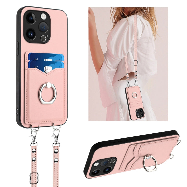 R20 Crossbody Rope Ring Card Holder Phone Case, For iPhone 17 Pro Max, For iPhone 17 Pro, For iPhone 17, For iPhone Air, For iPhone 15 Pro Max, For iPhone 15 Pro, For iPhone 15 Plus, For iPhone 15