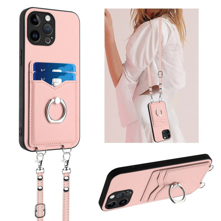 R20 Crossbody Rope Ring Card Holder Phone Case, For iPhone 14 Plus, For iPhone 14, For iPhone 14 Pro, For iPhone 14 Pro Max, For iPhone SE 2022 / SE 2020 / 8, For iPhone 13 Pro Max, For iPhone 13 Pro, For iPhone 13
