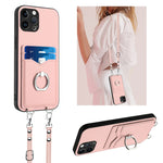 R20 Crossbody Rope Ring Card Holder Phone Case, For iPhone 13 mini, For iPhone 12, For iPhone 12 Pro Max, For iPhone 12 Pro, For iPhone 12 mini, For iPhone 11 Pro Max, For iPhone 11, For iPhone 11 Pro
