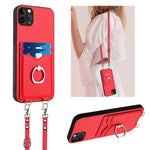 R20 Crossbody Rope Ring Card Holder Phone Case, For iPhone 13 mini, For iPhone 12, For iPhone 12 Pro Max, For iPhone 12 Pro, For iPhone 12 mini, For iPhone 11 Pro Max, For iPhone 11, For iPhone 11 Pro