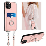 R20 Crossbody Rope Ring Card Holder Phone Case, For iPhone 13 mini, For iPhone 12, For iPhone 12 Pro Max, For iPhone 12 Pro, For iPhone 12 mini, For iPhone 11 Pro Max, For iPhone 11, For iPhone 11 Pro
