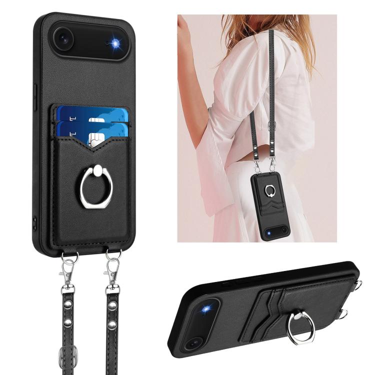 R20 Crossbody Rope Ring Card Holder Phone Case, For iPhone 17 Pro Max, For iPhone 17 Pro, For iPhone 17, For iPhone Air, For iPhone 15 Pro Max, For iPhone 15 Pro, For iPhone 15 Plus, For iPhone 15