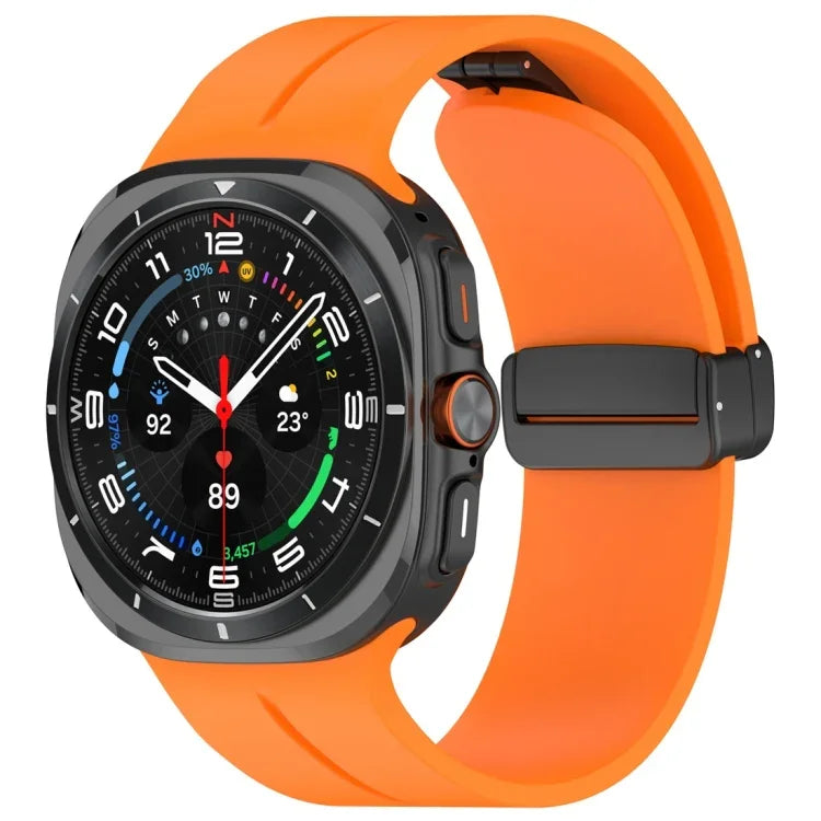 Magnetic Folding Buckle Silicone Watch Band, For Samsung Galaxy Watch Ultra 47mm / Ultra 2025
