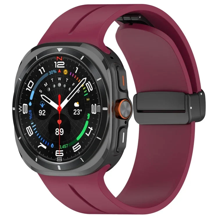 Magnetic Folding Buckle Silicone Watch Band, For Samsung Galaxy Watch Ultra 47mm / Ultra 2025