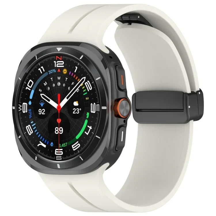 Magnetic Folding Buckle Silicone Watch Band, For Samsung Galaxy Watch Ultra 47mm / Ultra 2025