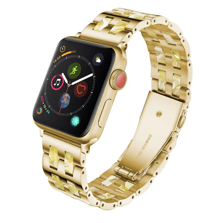 Stainless Steel + Resin Watch Wrist Strap, For Apple Watch 5 & 4 44mm / 3 & 2 & 1 42mm, For Apple Watch Series 8&7 41mm / SE 2&6&SE&5&4 40mm / 3&2&1 38mm, For Apple Watch Series 7 41mm / 6 & SE & 5 & 4 40mm / 3 & 2 & 1 38mm