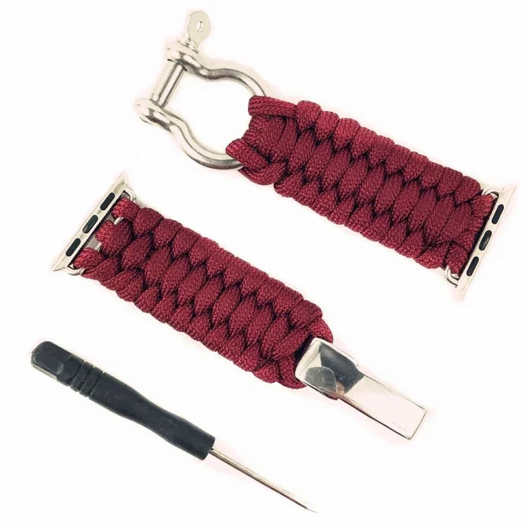 For Apple Watch Series 5 & 4 44mm / 3 & 2 & 1 42mm Umbrella Cord Nylon Braided Strap, 5 & 4 44mm / 3 & 2 & 1 42mm