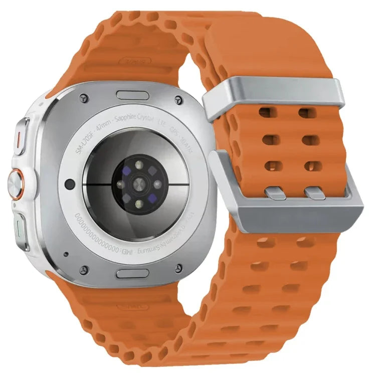 Ocean Dual Silver Buckle Silicone Watch Band, For Samsung Galaxy Watch Ultra 47mm / Ultra 2025