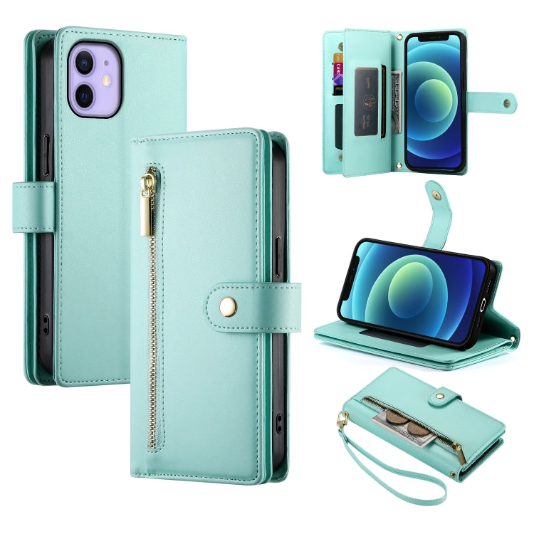 Nine Card-slot Zipper Wallet Bag Leather Phone Case, For iPhone 14 Pro Max, For iPhone 13 Pro Max, For iPhone 13 Pro, For iPhone 13, For iPhone 13 mini, For iPhone 12 / 12 Pro, For iPhone 12 Pro Max, For iPhone 12 mini