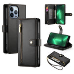 Nine Card-slot Zipper Wallet Bag Leather Phone Case, For iPhone 14 Pro Max, For iPhone 13 Pro Max, For iPhone 13 Pro, For iPhone 13, For iPhone 13 mini, For iPhone 12 / 12 Pro, For iPhone 12 Pro Max, For iPhone 12 mini