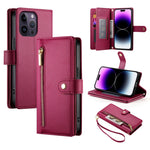 Nine Card-slot Zipper Wallet Bag Leather Phone Case, For iPhone 14 Pro Max, For iPhone 13 Pro Max, For iPhone 13 Pro, For iPhone 13, For iPhone 13 mini, For iPhone 12 / 12 Pro, For iPhone 12 Pro Max, For iPhone 12 mini