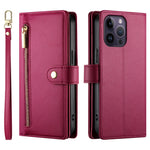 Nine Card-slot Zipper Wallet Bag Leather Phone Case, For iPhone 14 Pro Max, For iPhone 13 Pro Max, For iPhone 13 Pro, For iPhone 13, For iPhone 13 mini, For iPhone 12 / 12 Pro, For iPhone 12 Pro Max, For iPhone 12 mini