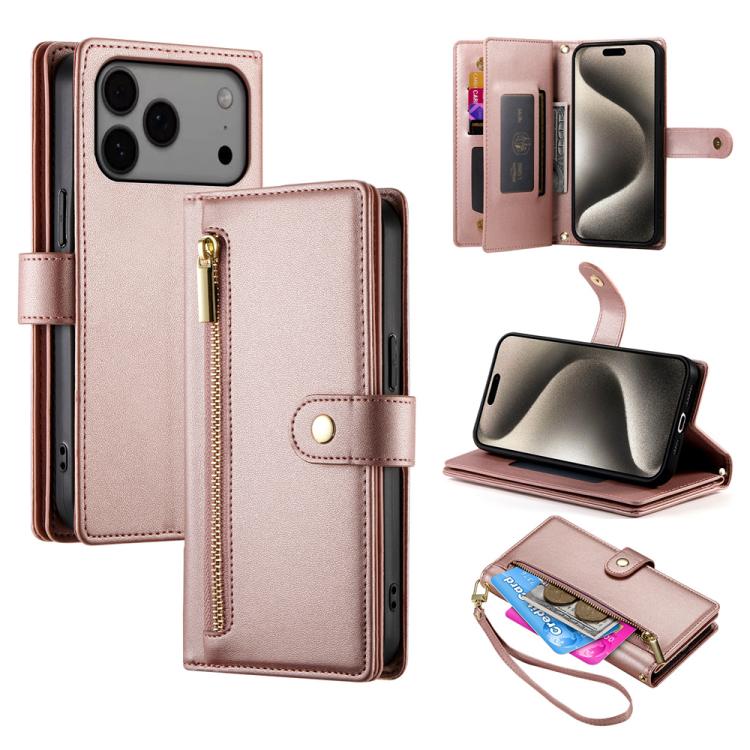 Nine Card-slot Zipper Wallet Bag Leather Phone Case, For iPhone 17 Pro Max, For iPhone 17 Pro, For iPhone 17, For iPhone Air, For iPhone 16e, For iPhone 16 Pro Max, For iPhone 16 Pro, For iPhone 16 Plus