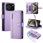 Nine Card-slot Zipper Wallet Bag Leather Phone Case, For iPhone 17 Pro Max, For iPhone 17 Pro, For iPhone 17, For iPhone Air, For iPhone 16e, For iPhone 16 Pro Max, For iPhone 16 Pro, For iPhone 16 Plus