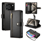 Nine Card-slot Zipper Wallet Bag Leather Phone Case, For iPhone 17 Pro Max, For iPhone 17 Pro, For iPhone 17, For iPhone Air, For iPhone 16e, For iPhone 16 Pro Max, For iPhone 16 Pro, For iPhone 16 Plus