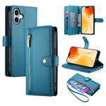 Nine Card-slot Zipper Wallet Bag Leather Phone Case, For iPhone 17 Pro Max, For iPhone 17 Pro, For iPhone 17, For iPhone Air, For iPhone 16e, For iPhone 16 Pro Max, For iPhone 16 Pro, For iPhone 16 Plus
