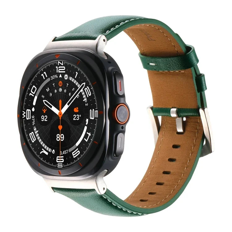 Plain Genuine Leather Watch Band, For Samsung Galaxy Watch Ultra 47mm / Ultra 2025