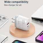 LDNIO Q229 QC3.0 / PD20W USB + Type-C Fast Charger with 1m USB to 8 Pin Cable, EU Plug, UK Plug, US Plug