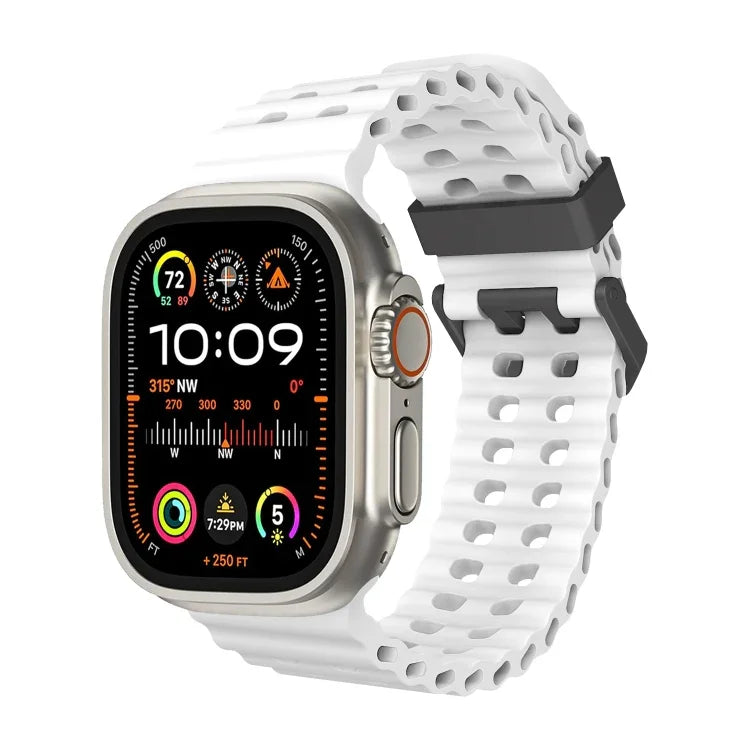 Ocean Dual-Row Hole Silicone Watch Band, For Apple Watch SE 2023 44mm, For Apple Watch Ultra 2 49mm, For Apple Watch Series 9 45mm