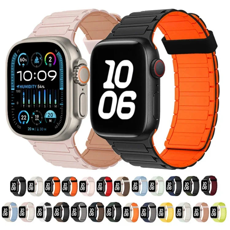 Tri-beads Magnetic Hoop Silicone Watch Band, For Apple Watch Ultra 49mm