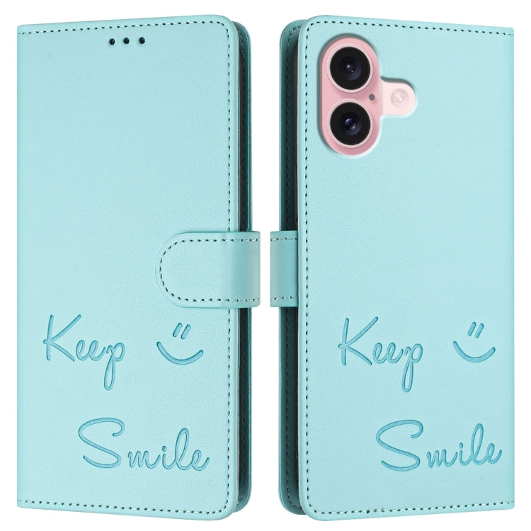 Smile Embossing RFID Leather Phone Case, For iPhone 16, For iPhone 15 Pro Max, For iPhone 15 Pro, For iPhone 15 Plus, For iPhone 15, For iPhone 14 Plus, For iPhone 14 / 13, For iPhone 14 Pro