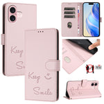 Smile Embossing RFID Leather Phone Case, For iPhone 16, For iPhone 15 Pro Max, For iPhone 15 Pro, For iPhone 15 Plus, For iPhone 15, For iPhone 14 Plus, For iPhone 14 / 13, For iPhone 14 Pro