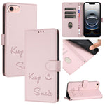 Smile Embossing RFID Leather Phone Case, For iPhone 17 Pro Max, For iPhone 17 Pro, For iPhone 17, For iPhone Air, For iPhone SE 2024, For iPhone 16 Pro Max, For iPhone 16 Pro, For iPhone 16 Plus