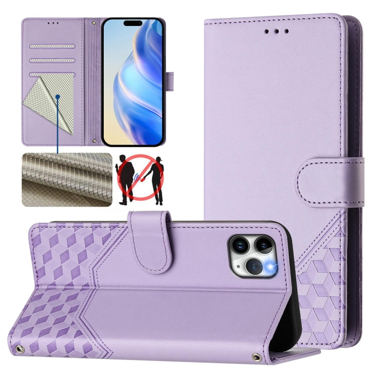 Honeycomb Embossing RFID Leather Phone Case, For iPhone 11 Pro Max, For iPhone 11, For iPhone 11 Pro, For iPhone X / XS, For iPhone XR, For iPhone XS Max, For iPhone 8 Plus / 7 Plus