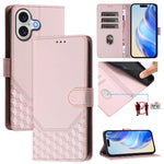 Honeycomb Embossing RFID Leather Phone Case, For iPhone 17e / 16e, For iPhone 17 Pro Max, For iPhone 17 Pro, For iPhone 17, For iPhone Air, For iPhone 16 Pro Max, For iPhone 16 Pro, For iPhone 16 Plus